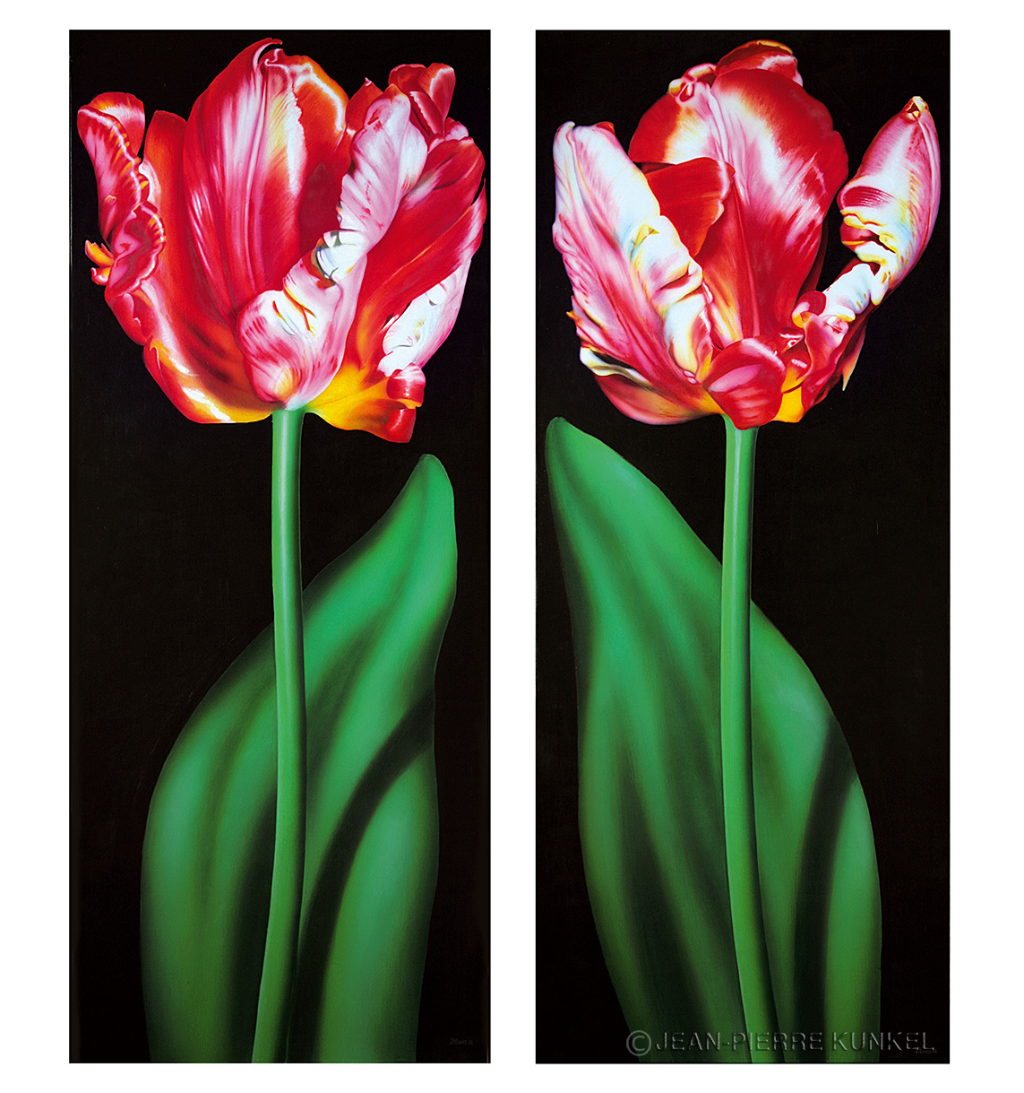 Tulpen, Diptychon Öl/Airbrush auf Leinwand 2x 160x65cm