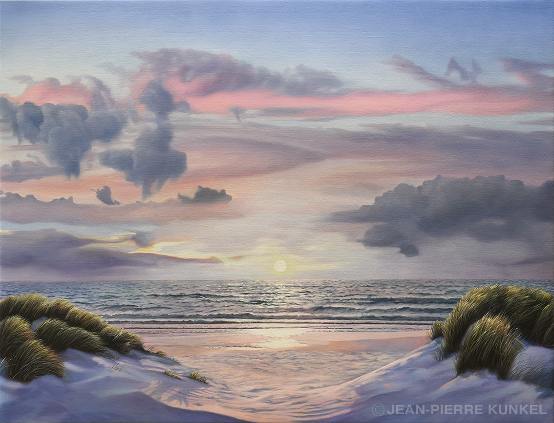 Syltimpressionen No. 10, Sonnenuntergang an der Sturmhaube, Öl auf Leinwand 130x100 cm